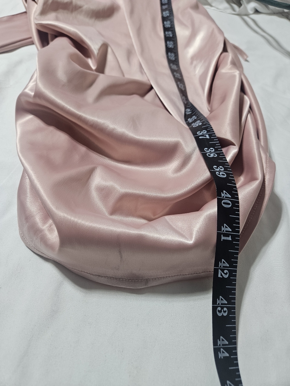 Fashion Nova Satin Midi Dress XL Mauve Ruched Tie Waist Long Sleeve NWT - Picture 8 of 8